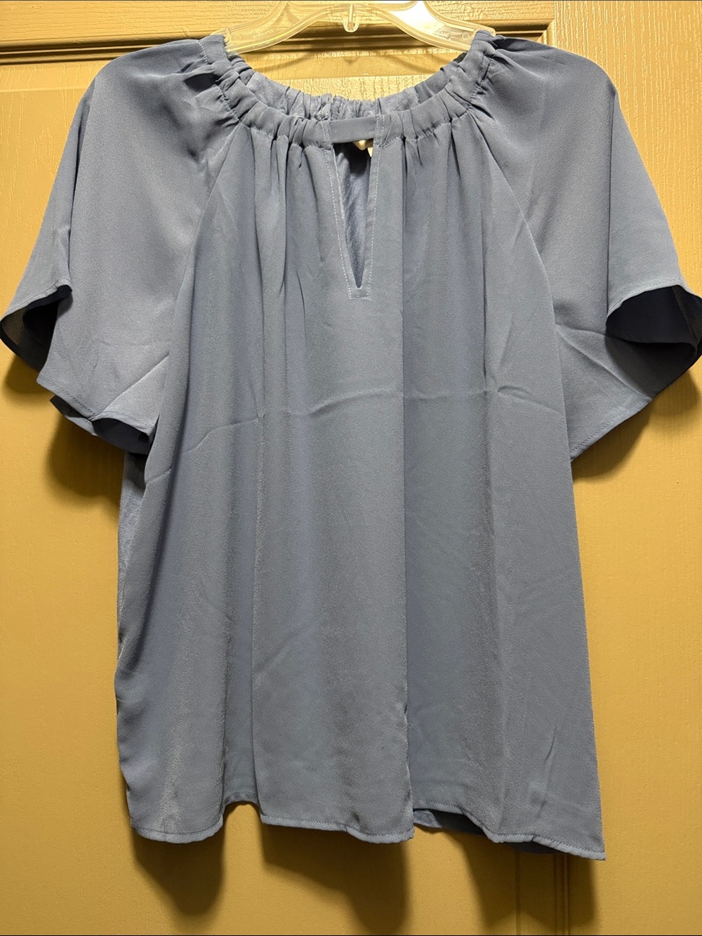 LOFT Light Blue Short Sleeve Peasant Blouse